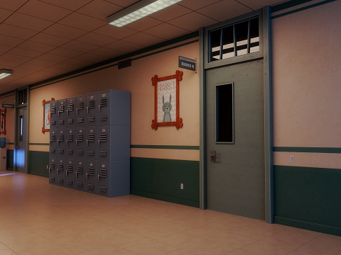 Cartoon Laboratory Corridor 3D 모델