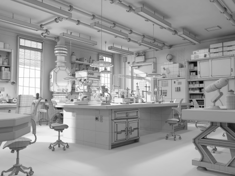 Cartoon Laboratory Corridor 3D 모델