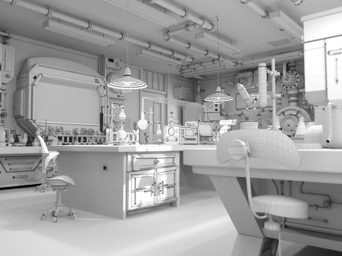Cartoon Laboratory Corridor 3D 모델