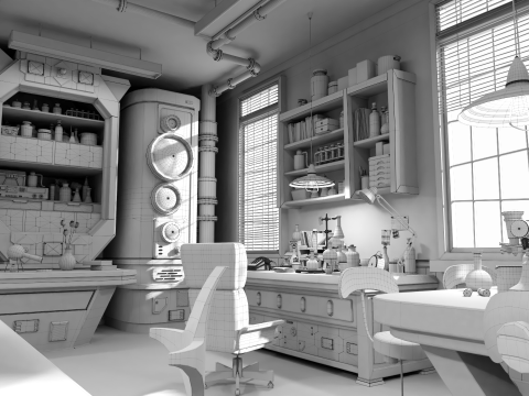 Cartoon Laboratory Corridor 3D 모델