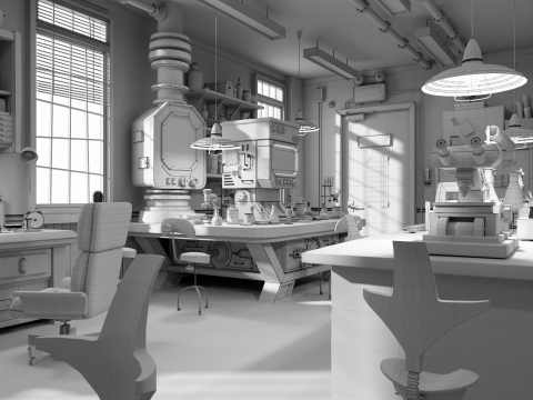 Cartoon Laboratory Corridor 3D 모델