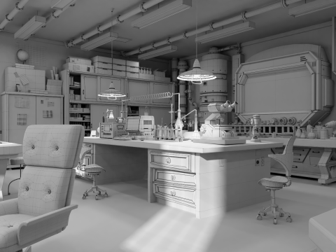 Cartoon Laboratory Corridor 3D 모델