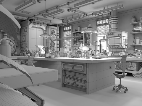 Cartoon Laboratory Corridor 3D 모델