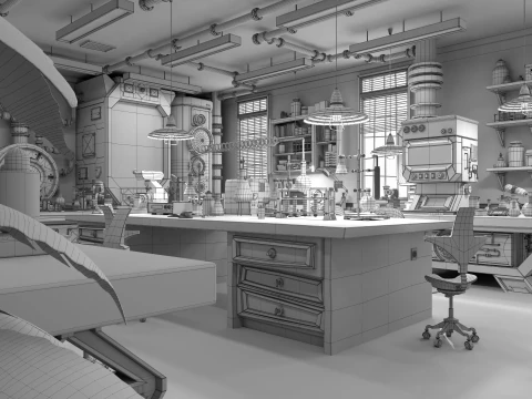 Corridoio del laboratorio dei cartoni animati Modello 3D