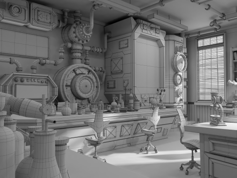 Cartoon Laboratory Corridor 3D 모델
