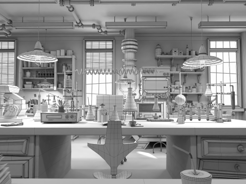 Cartoon Laboratory Corridor 3D 모델