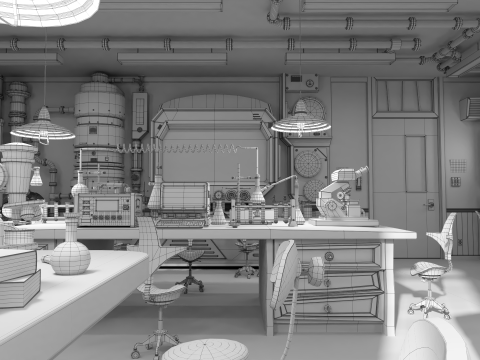 Cartoon Laboratory Corridor 3D 모델