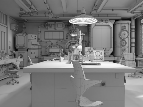 Cartoon Laboratory Corridor 3D 모델