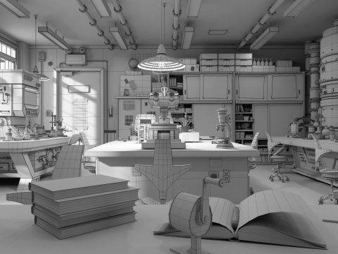 Cartoon Laboratory Corridor 3D 모델