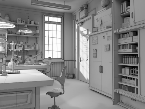 Cartoon Laboratory Corridor 3D 모델