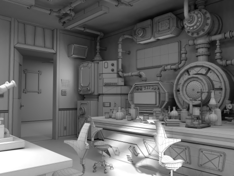 Cartoon Laboratory Corridor 3D 모델