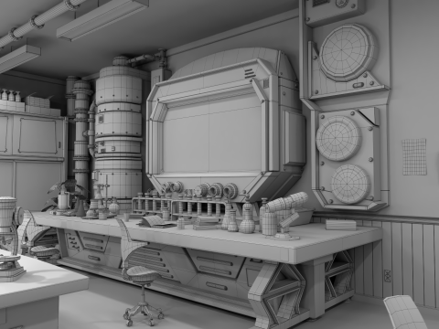 Cartoon Laboratory Corridor 3D 모델