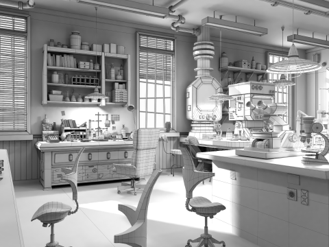Cartoon Laboratory Corridor 3D 모델