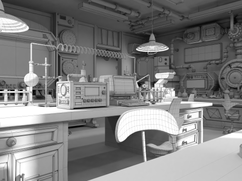 Cartoon Laboratory Corridor 3D 모델