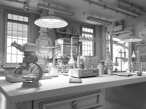 Cartoon Laboratory Corridor 3D 모델