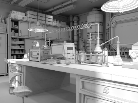Cartoon Laboratory Corridor 3D 모델