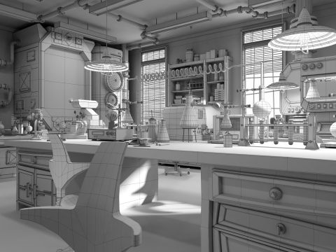Cartoon Laboratory Corridor 3D 모델