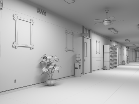Cartoon Laboratory Corridor 3D 모델