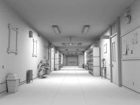 Cartoon Laboratory Corridor 3D 모델