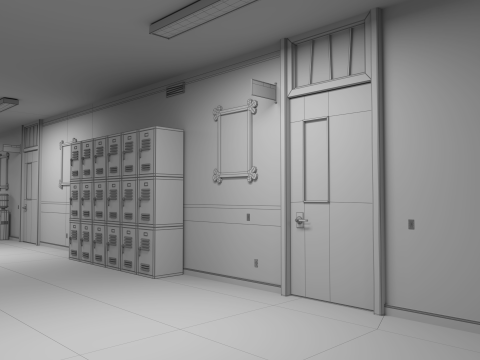 Cartoon Laboratory Corridor 3D 모델