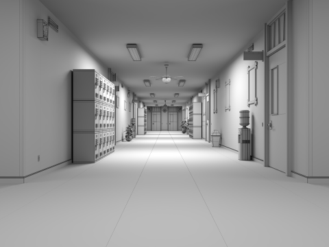 Cartoon Laboratory Corridor 3D 모델