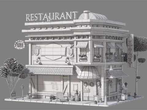 Cartoon House 01 3D Model
