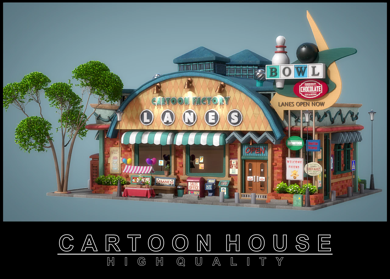 Cartoon House 02 3D Model .c4d .max .obj .3ds .fbx .stl .blend 
