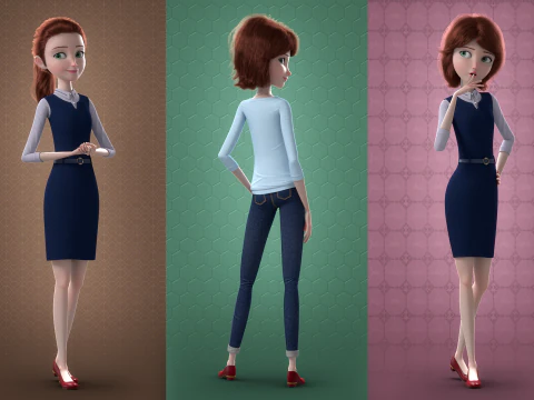 कार्टून फ़ैमिली रिग्ड V1 3D मॉडल