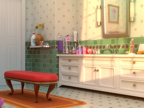 Banheiro de desenho animado Modelo 3D