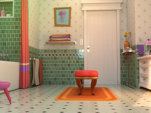 Banheiro de desenho animado Modelo 3D