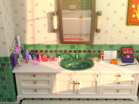 Banheiro de desenho animado Modelo 3D