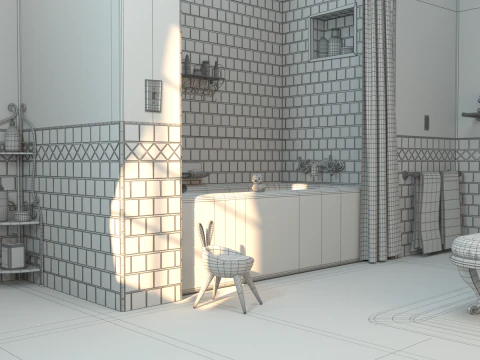 Banheiro de desenho animado Modelo 3D