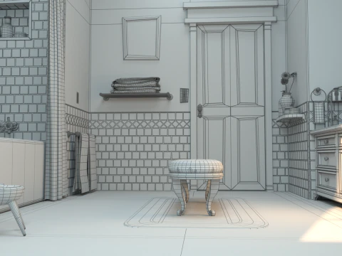 Banheiro de desenho animado Modelo 3D