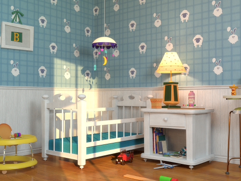 Cartoon Corridor Baby Room Model 3D