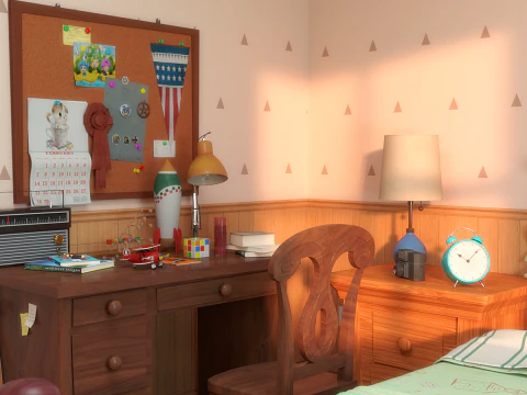 Cartoon-Korridor-Schlafzimmer 3D Modell