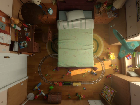 Cartoon-Korridor-Schlafzimmer 3D Modell