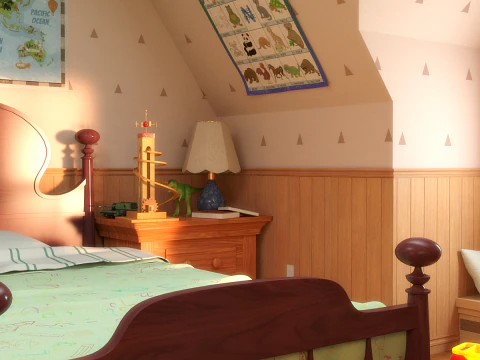 Cartoon-Korridor-Schlafzimmer 3D Modell