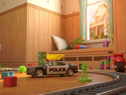 Cartoon-Korridor-Schlafzimmer 3D Modell