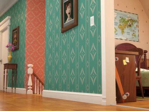 Cartoon-Korridor-Schlafzimmer 3D Modell