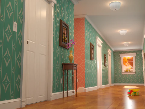 Cartoon-Korridor-Schlafzimmer 3D Modell