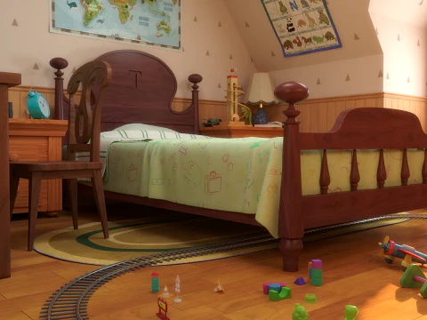 Cartoon-Korridor-Schlafzimmer 3D Modell
