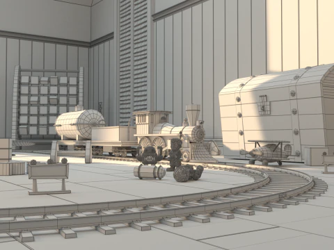 Cartoon-Korridor-Schlafzimmer 3D Modell