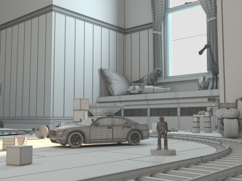 Cartoon-Korridor-Schlafzimmer 3D Modell