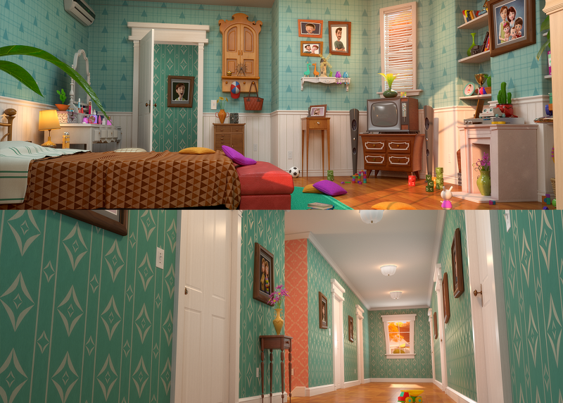 Cartoon Corridor Bedroom V2 3D Model .c4d .max .obj .3ds .fbx .stl .blend