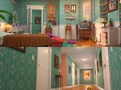 Cartoon Corridor Bedroom V2 Modello 3D