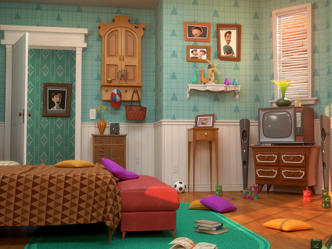Cartoon Corridor Bedroom V2 3D Model