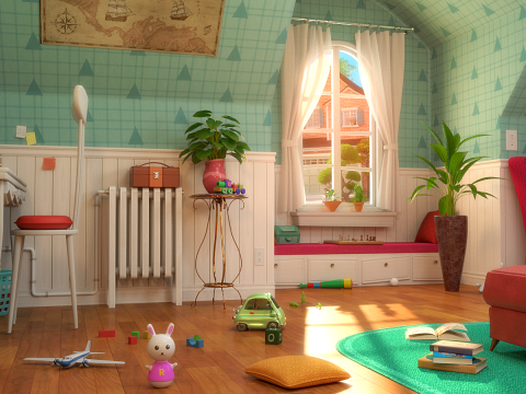 Cartoon Corridor Bedroom V2 3D Model