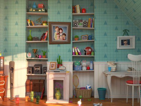 Cartoon Corridor Bedroom V2 3D Model