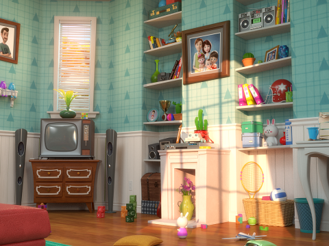 Cartoon Corridor Bedroom V2 3D Model