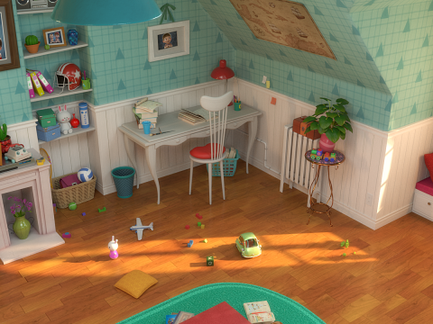 Cartoon Corridor Bedroom V2 3D Model